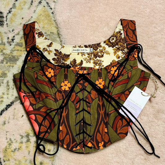 Front Lace Corset in Forest Nymph