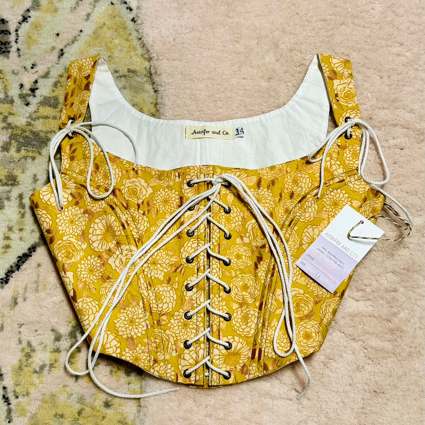 Front Lace Corset in Yellow and Rose Gold