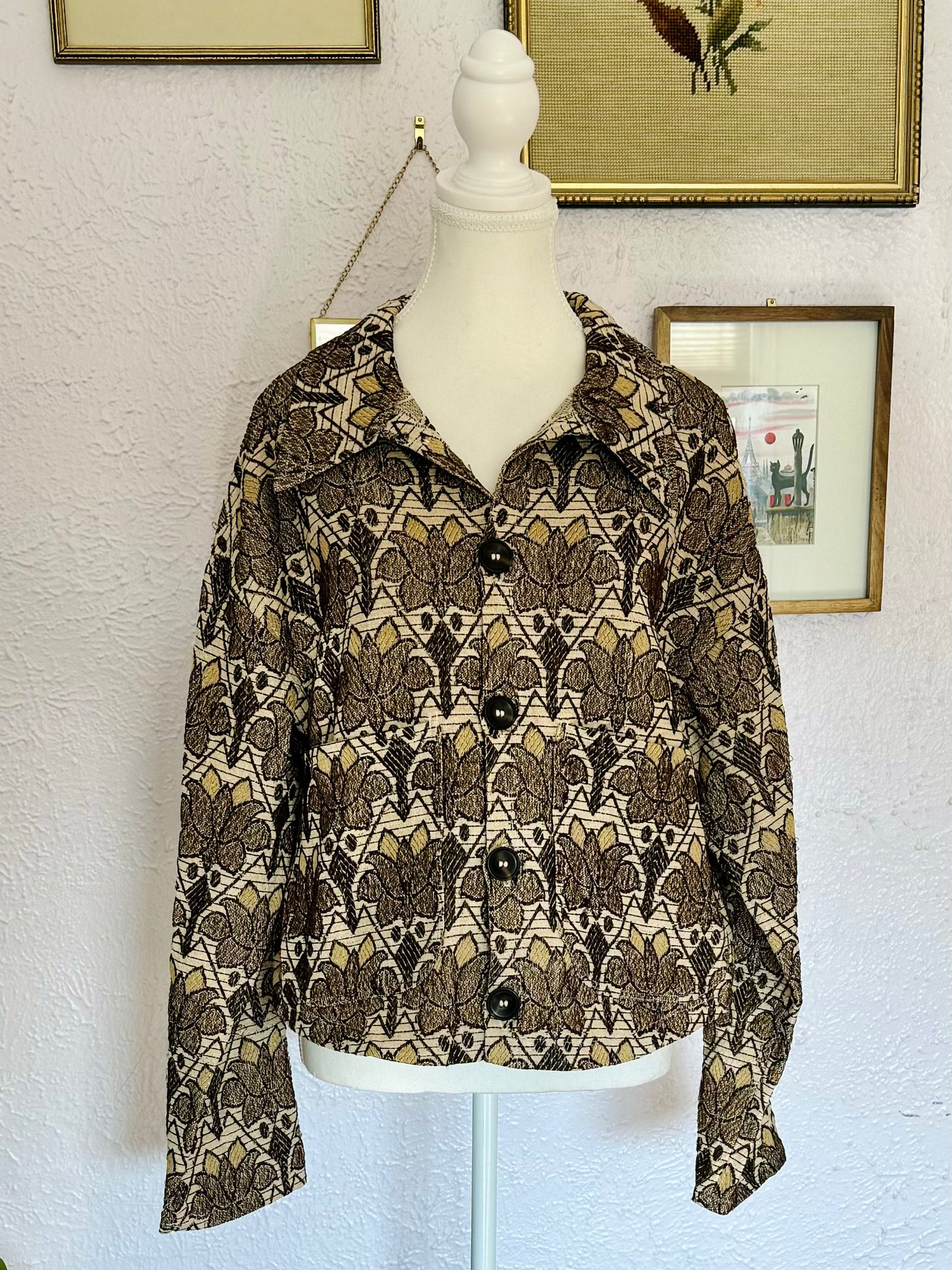 Blanket Jacket in Neutral Florals - Size XL